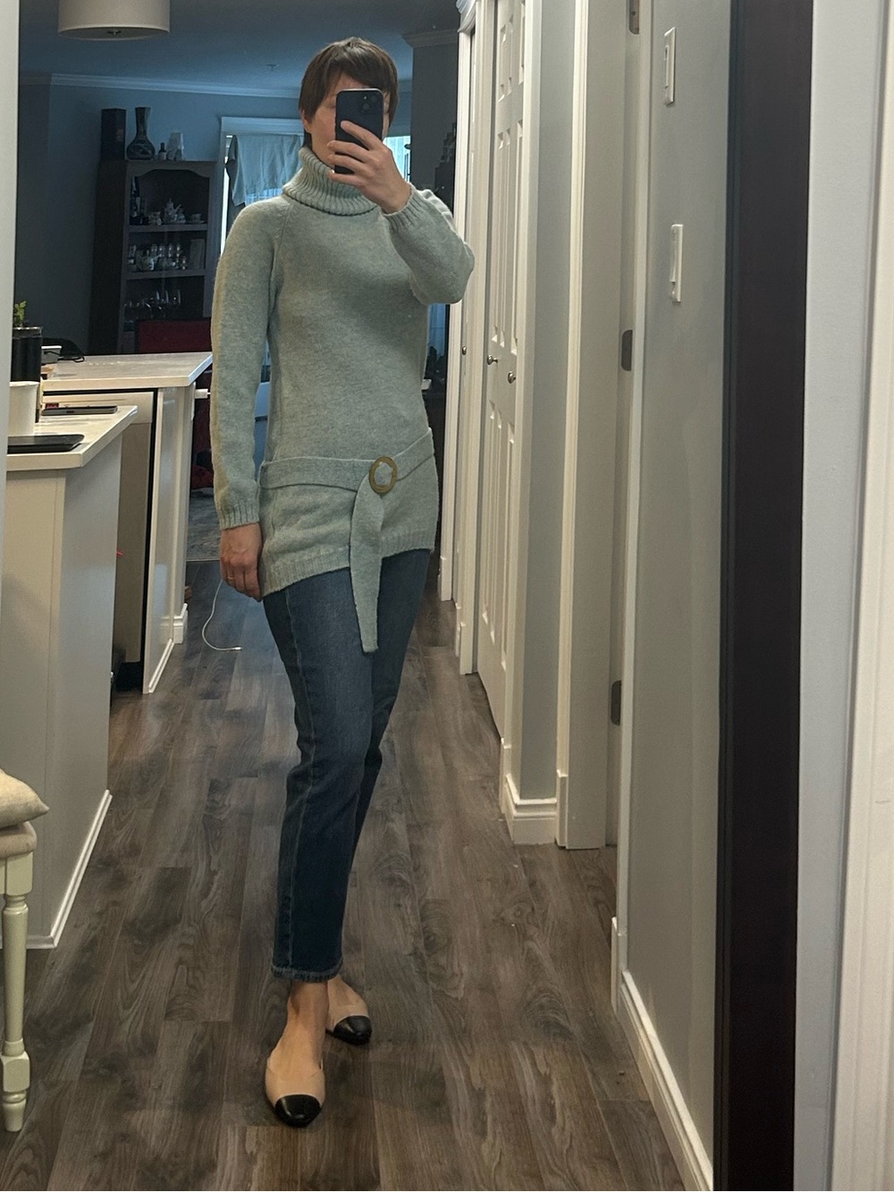 Women's Vintage Light Blue Turtleneck Sweater